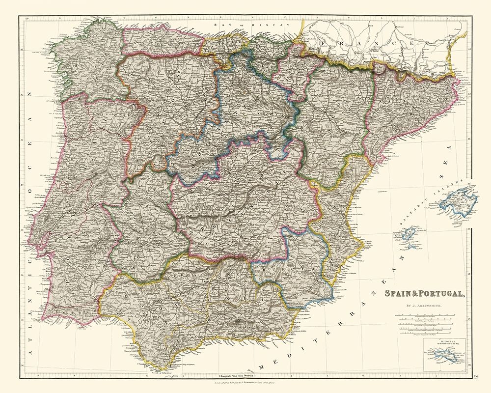 Spain Portugal - Arrowsmith 1832 art print by Arrowsmith for $57.95 CAD