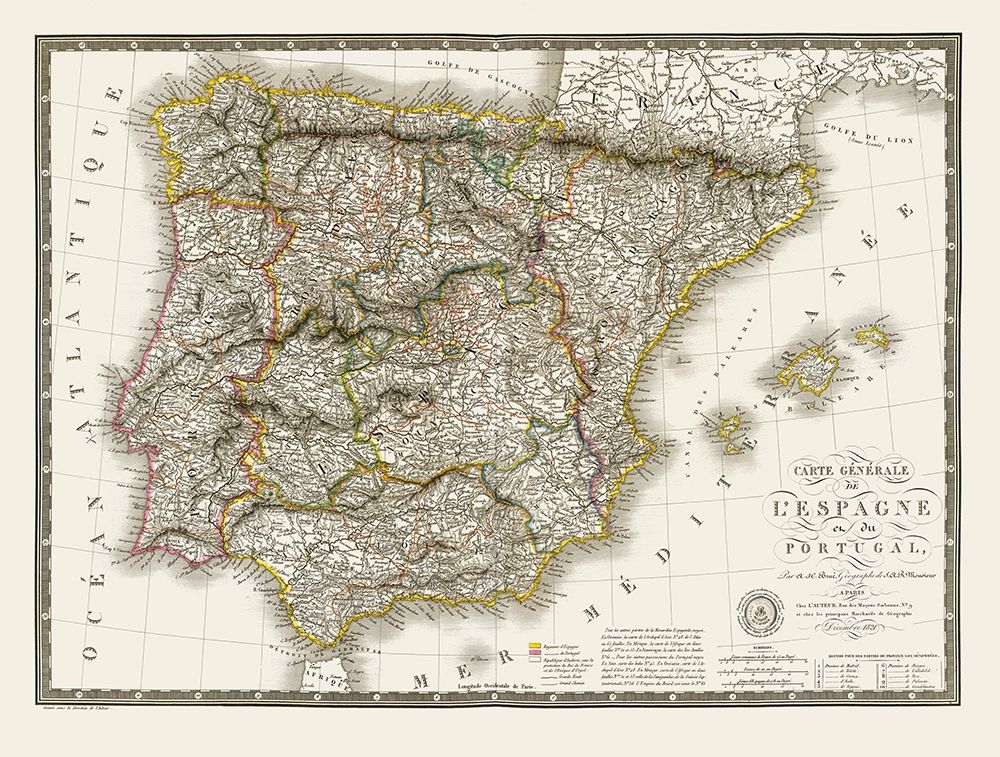 Spain Portugal - Brue 1824 art print by Brue for $57.95 CAD