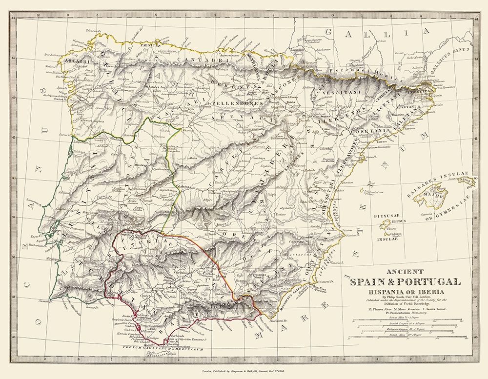 Spain Portugal - Chapman 1864 art print by Chapman for $57.95 CAD
