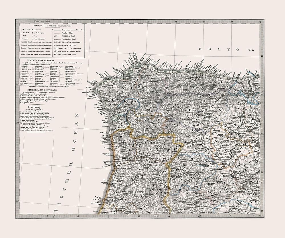 Spain Portugal - Perthes 1865 art print by Perthes for $57.95 CAD