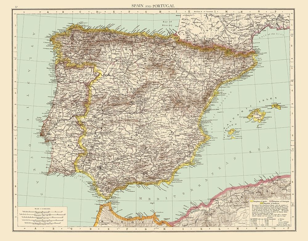 Spain Portugal - Andree 1895 art print by Andree for $57.95 CAD