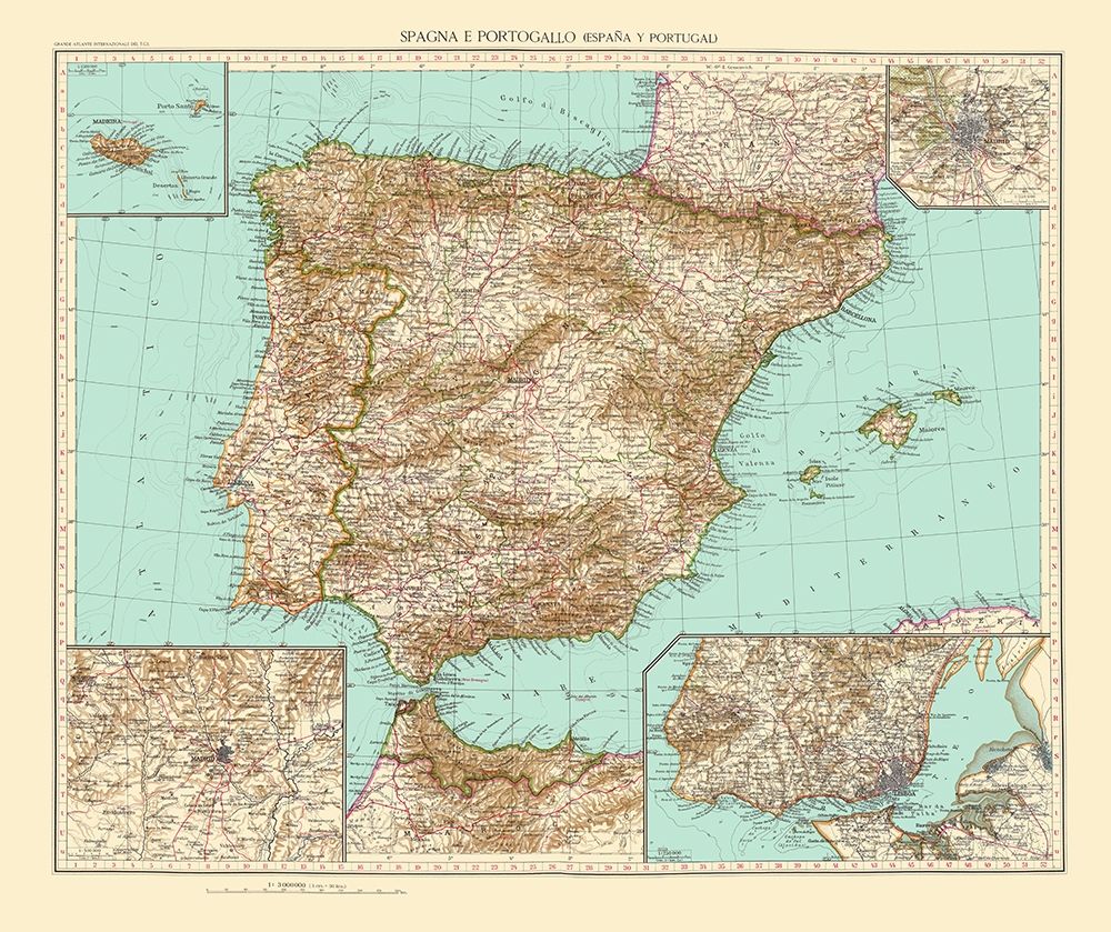Spain Portugal - Touring Club Italiano 1929 art print by Touring Club Italiano for $57.95 CAD