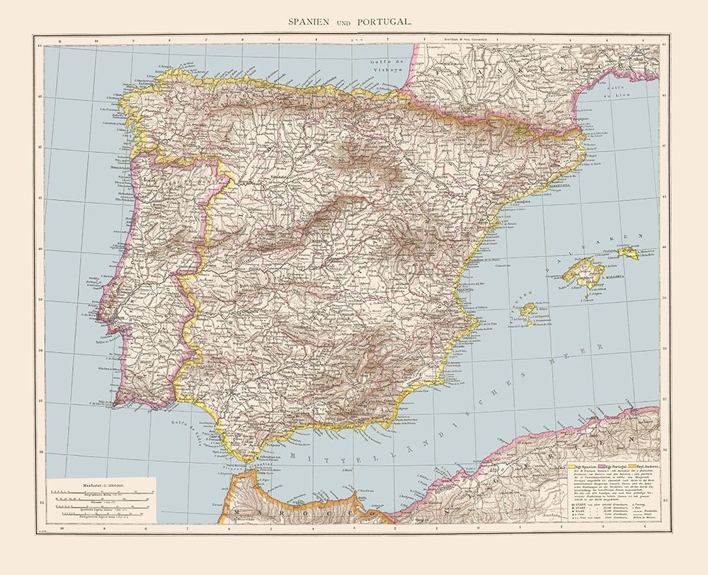 Spain Portugal - Andree 1893 art print by Andree for $57.95 CAD