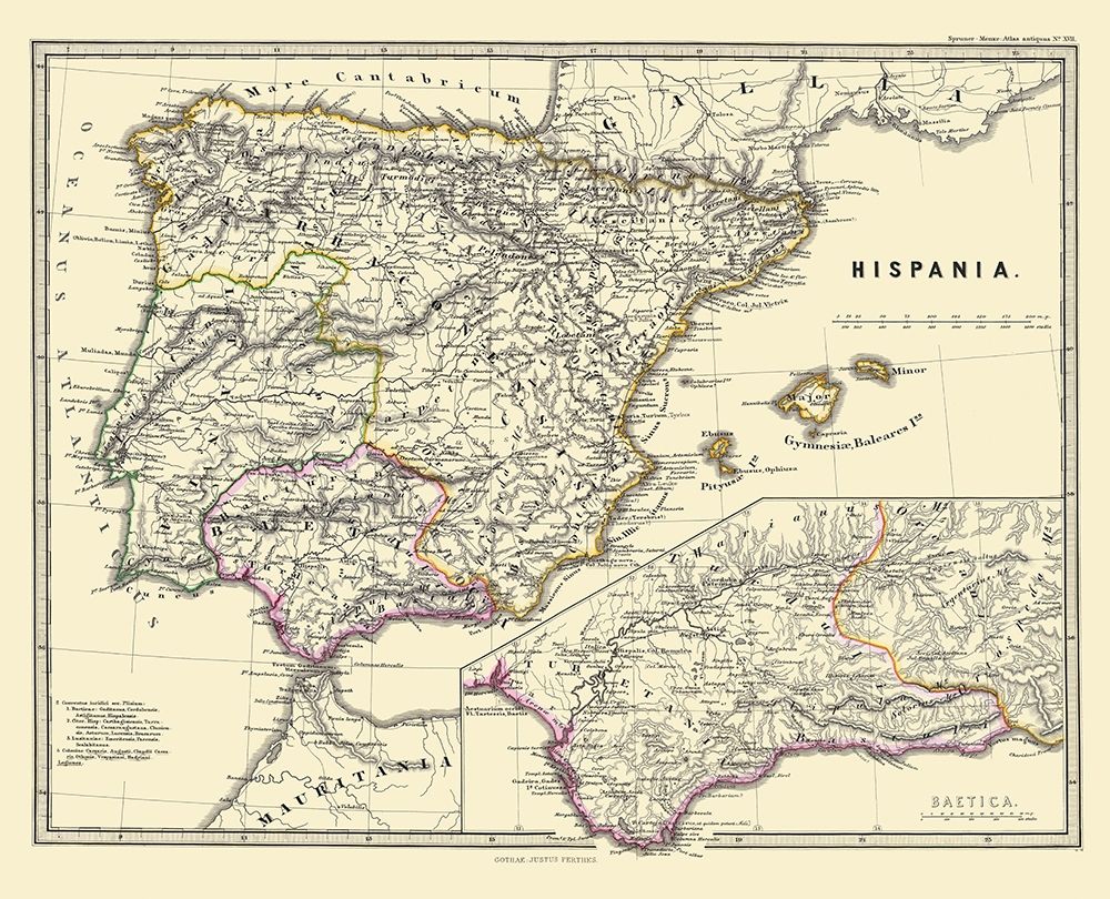 Hispania Iberian Peninsula - Perthes 1865 art print by Perthes for $57.95 CAD