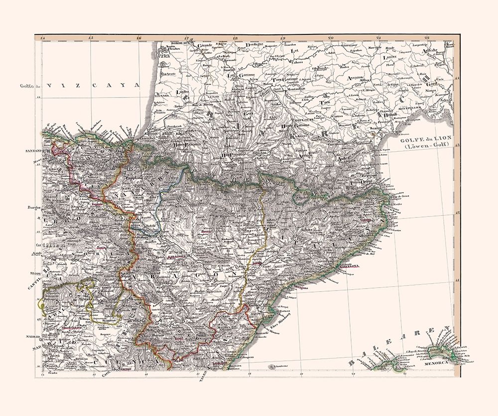 Northeast Spain - Perthes 1850 art print by Perthes for $57.95 CAD