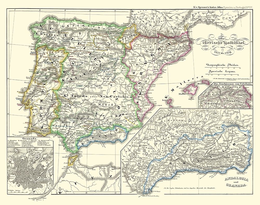 Spain Portugal - Perthes 1854 art print by Perthes for $57.95 CAD