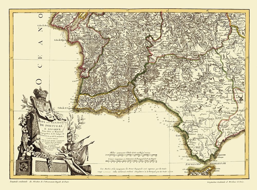 Spain Portugal - Lattre 1780 art print by Lattre for $57.95 CAD