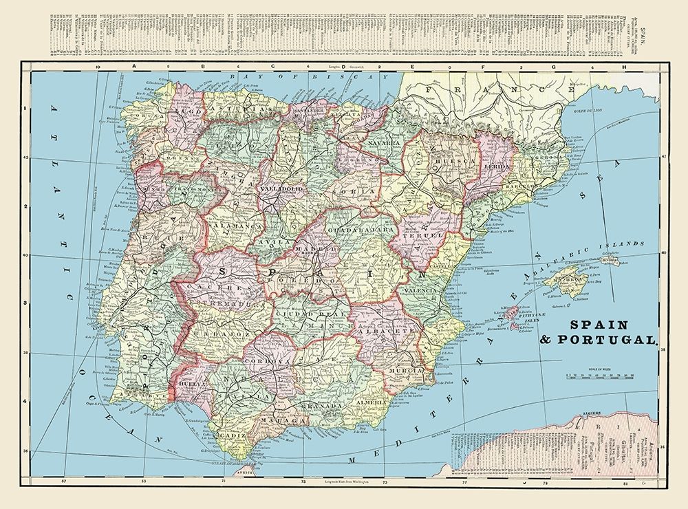 Spain Portugal - Cram 1901 art print by Cram for $57.95 CAD