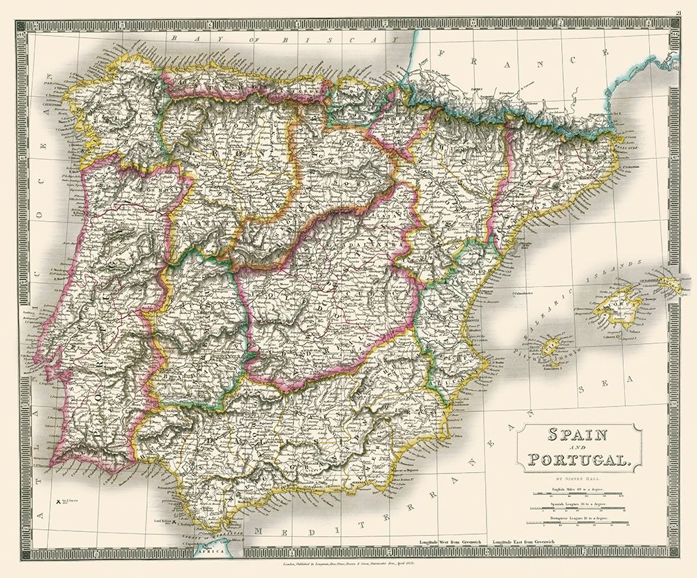Spain Portugal - Hall 1828 art print by Hall for $57.95 CAD