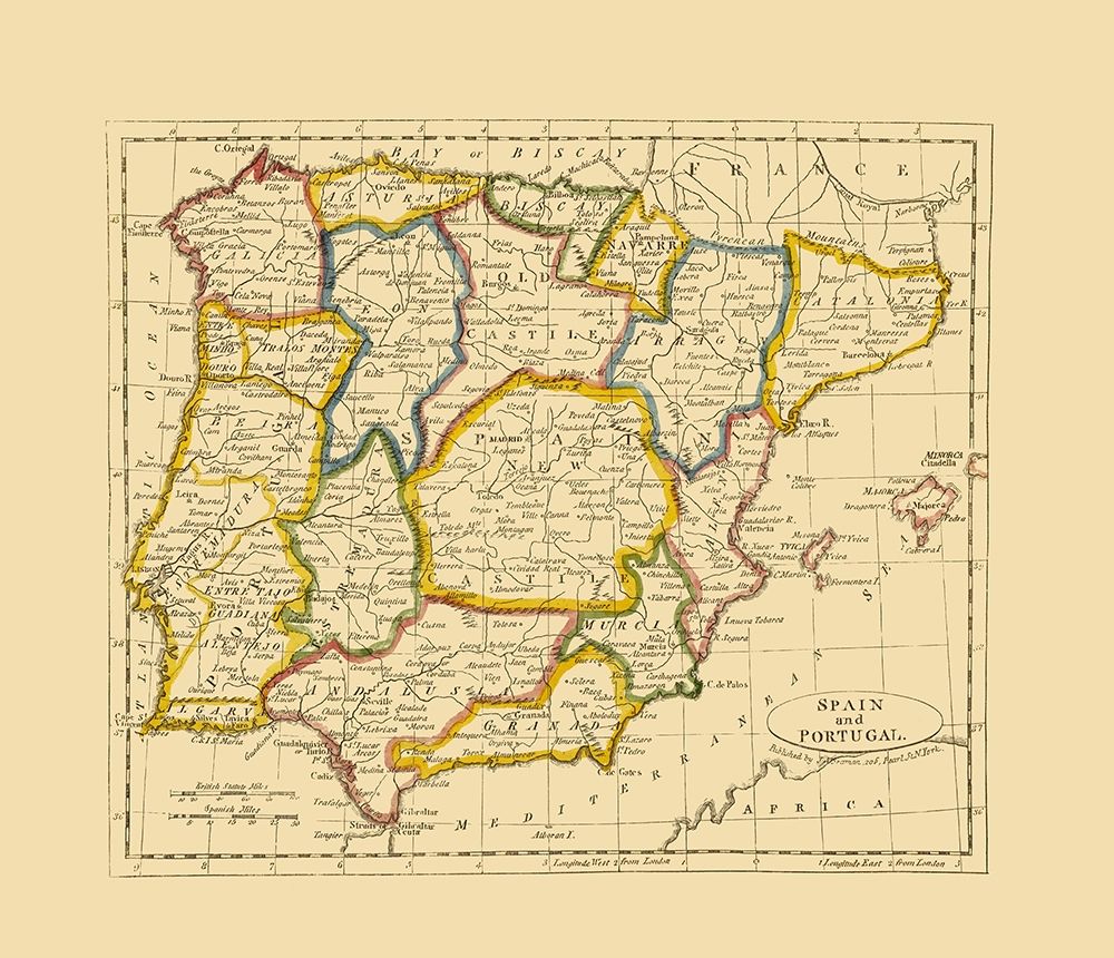 Spain Portugal - Seaman 1821 art print by Seaman for $57.95 CAD