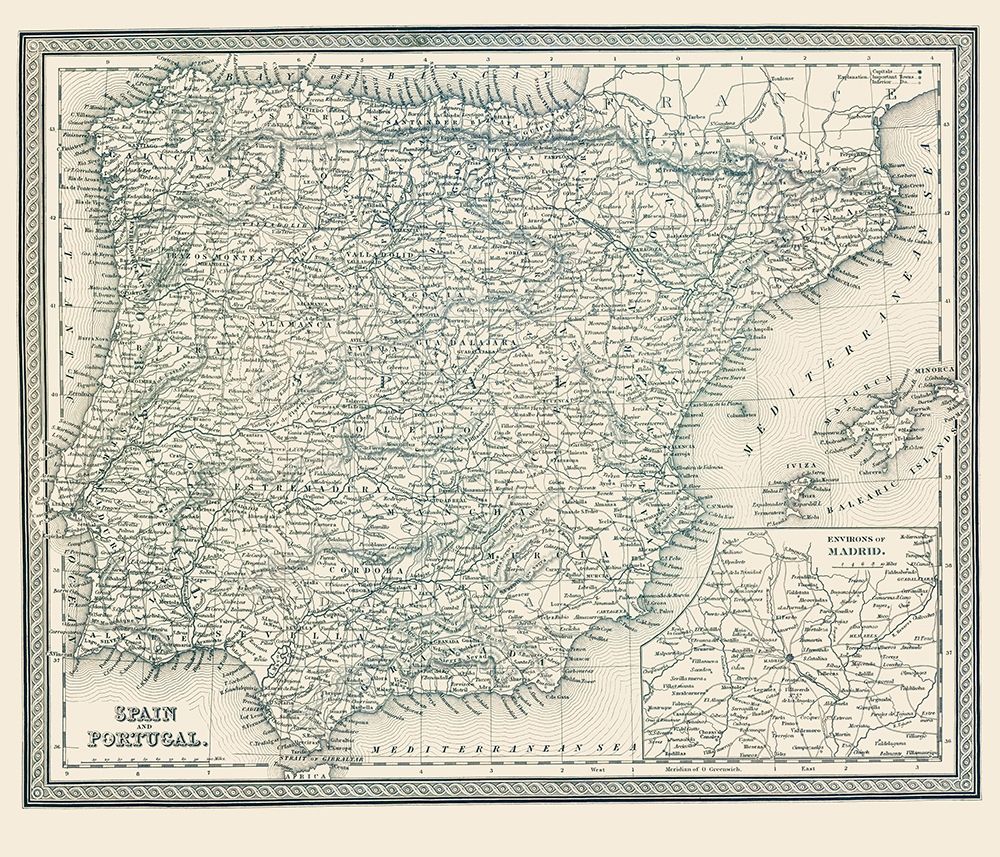 Spain Portugal - Mitchell 1848 art print by Mitchell for $57.95 CAD
