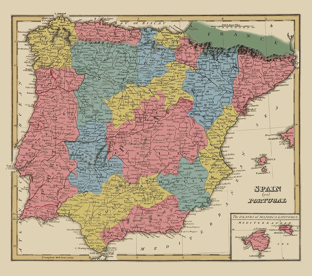 Spain Portugal - Lucas 1823 art print by Lucas for $57.95 CAD