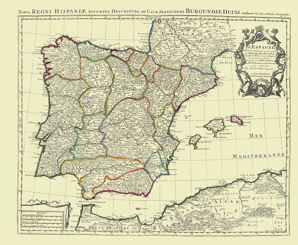 Spain Portugal - Covens 1742 art print by Covens for $57.95 CAD