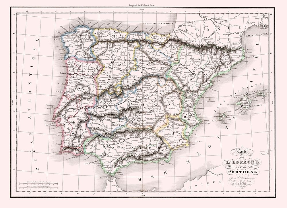 Spain Portugal - Delamarche 1847 art print by Delamarche for $57.95 CAD