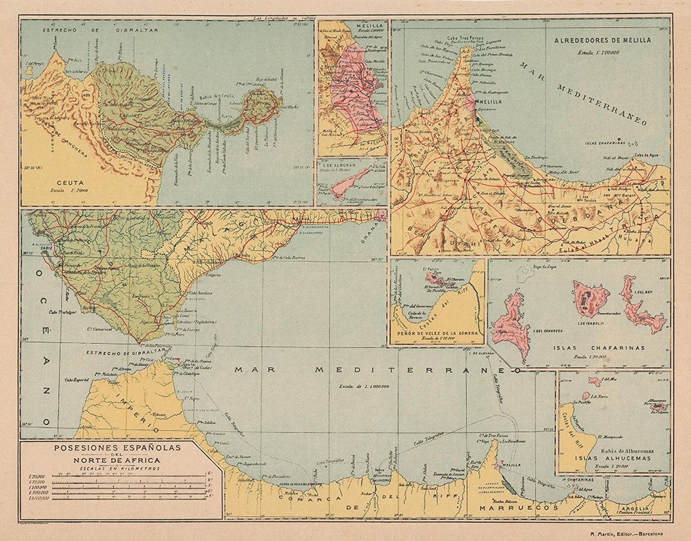 Spanish Possessions in North Africa - Martin 1903 art print by Martin for $57.95 CAD
