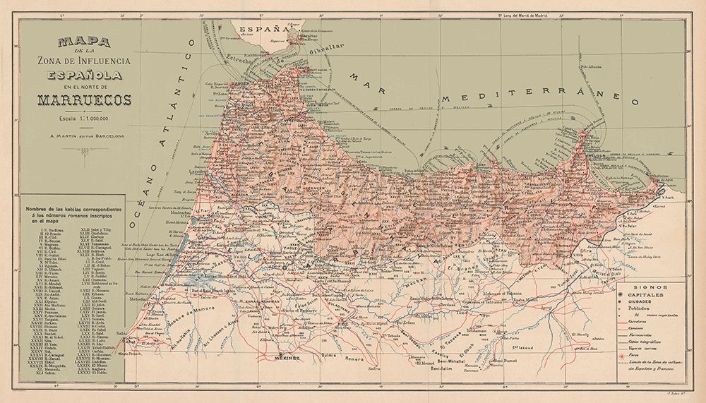 Spanish Morocco Africa Spain - Martin 1905 art print by Martin for $57.95 CAD