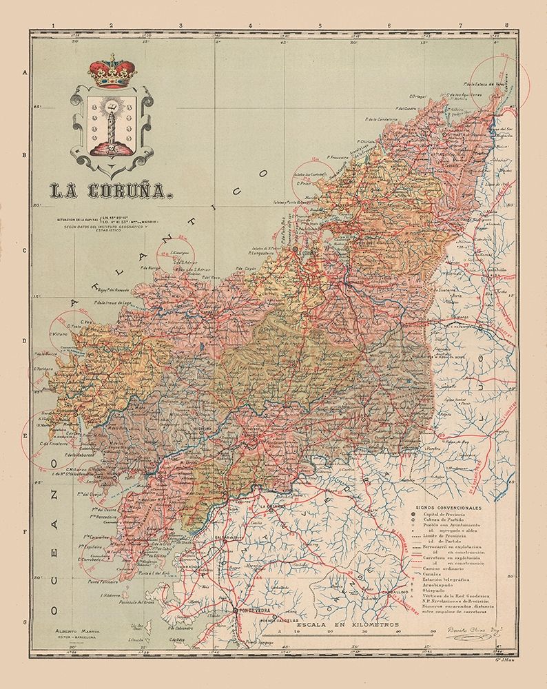 A Coruna Spain Europe - Martin 1911 art print by Martin for $57.95 CAD