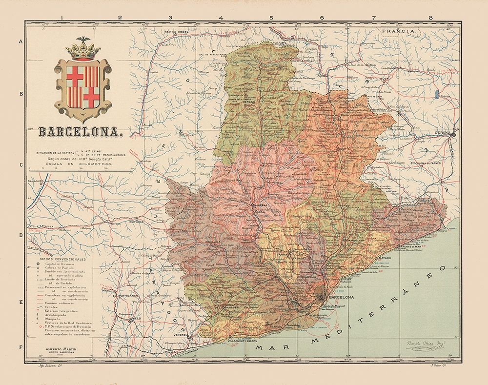 Barcelona Spain Europe - Martin 1911 art print by Martin for $57.95 CAD
