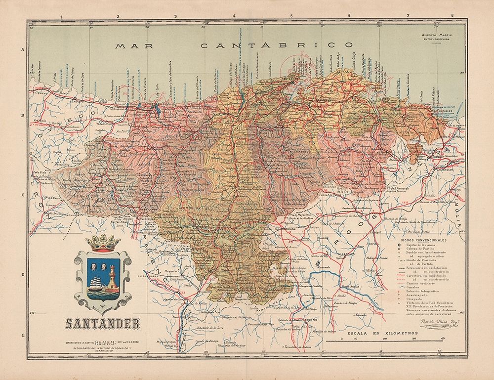 Santander Spain Europe - Martin 1911 art print by Martin for $57.95 CAD