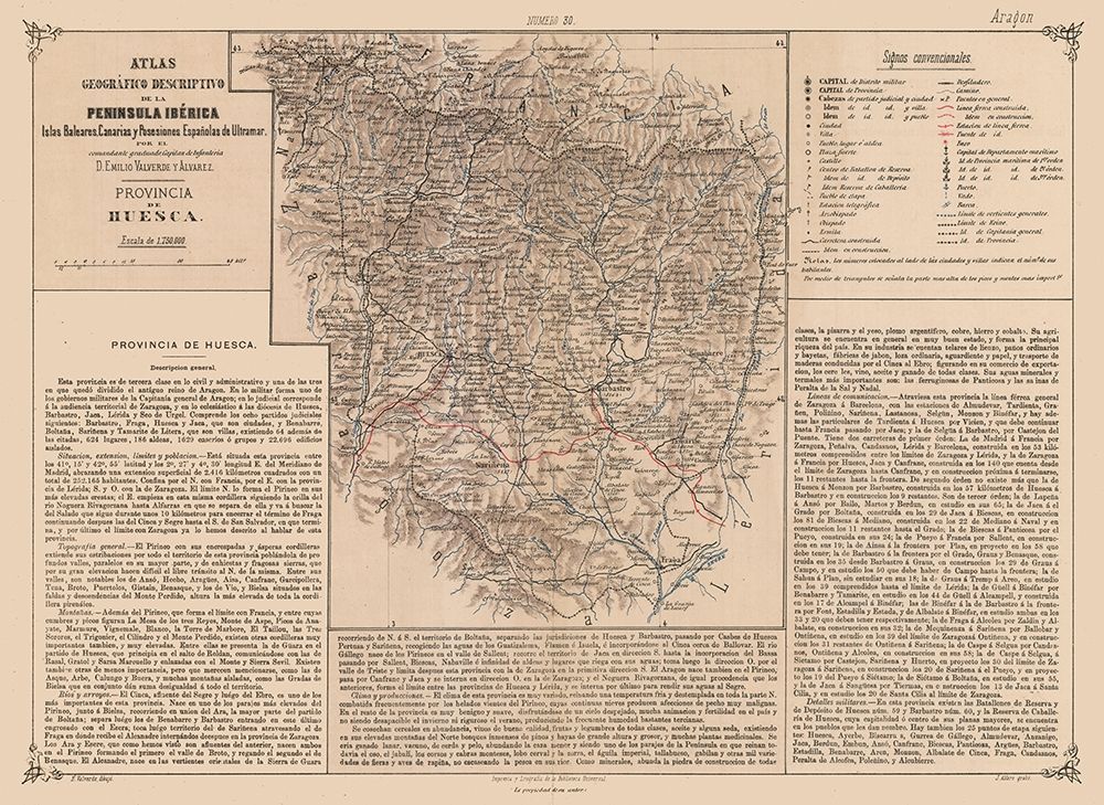 Huesca Province Spain - Valverde 1880 art print by Valverde for $57.95 CAD