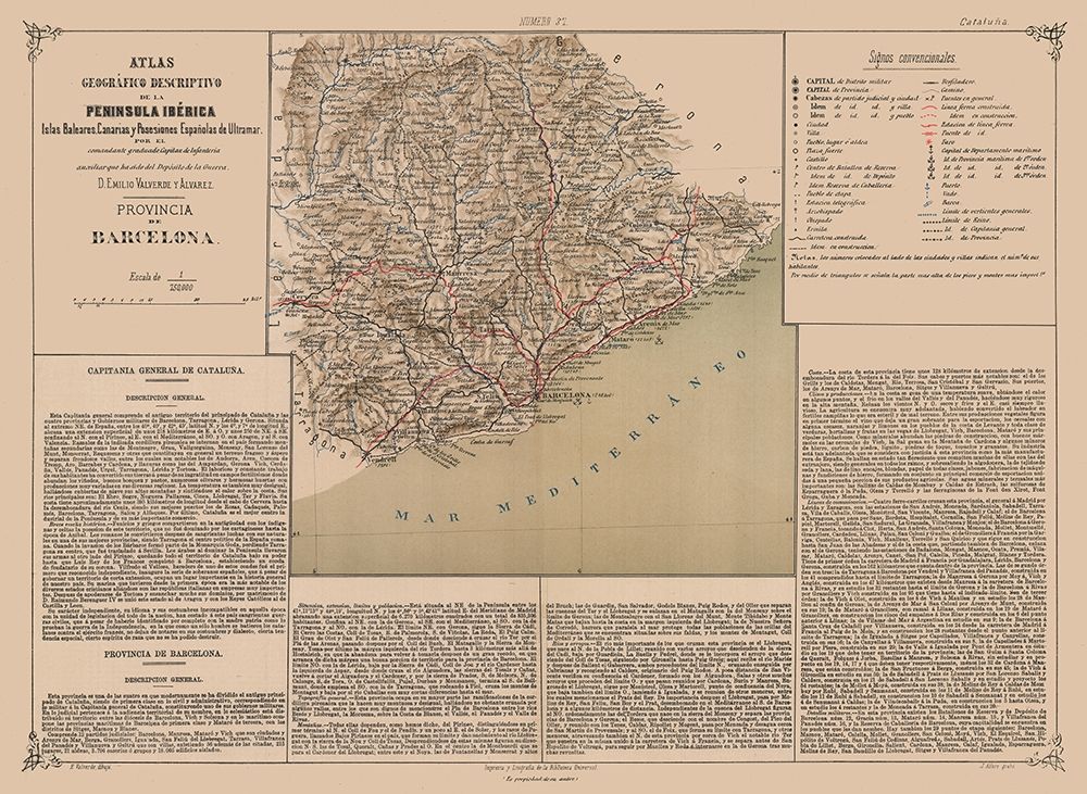 Barcelona Province Spain - Valverde 1880 art print by Valverde for $57.95 CAD