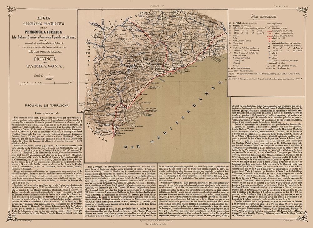 Tarragona Province Spain - Valverde 1880 art print by Valverde for $57.95 CAD