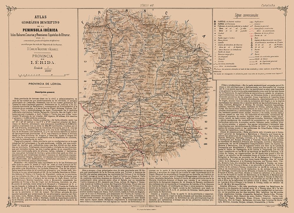 Lleida Province Spain - Valverde 1880 art print by Valverde for $57.95 CAD