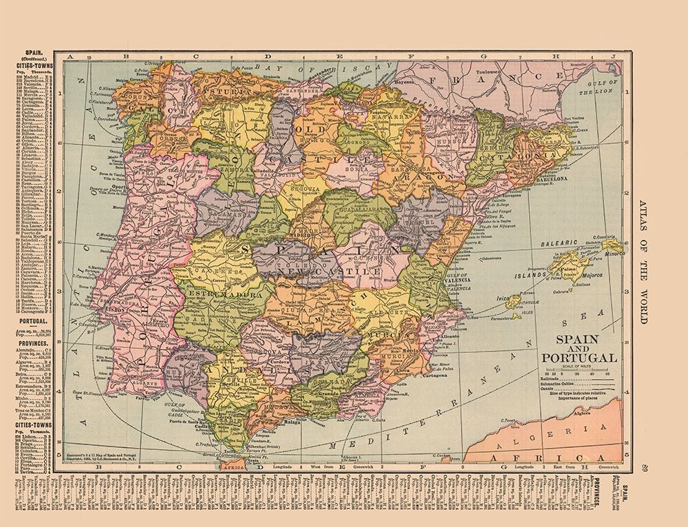 Spain Portugal - Hammond 1910 art print by Hammond for $57.95 CAD