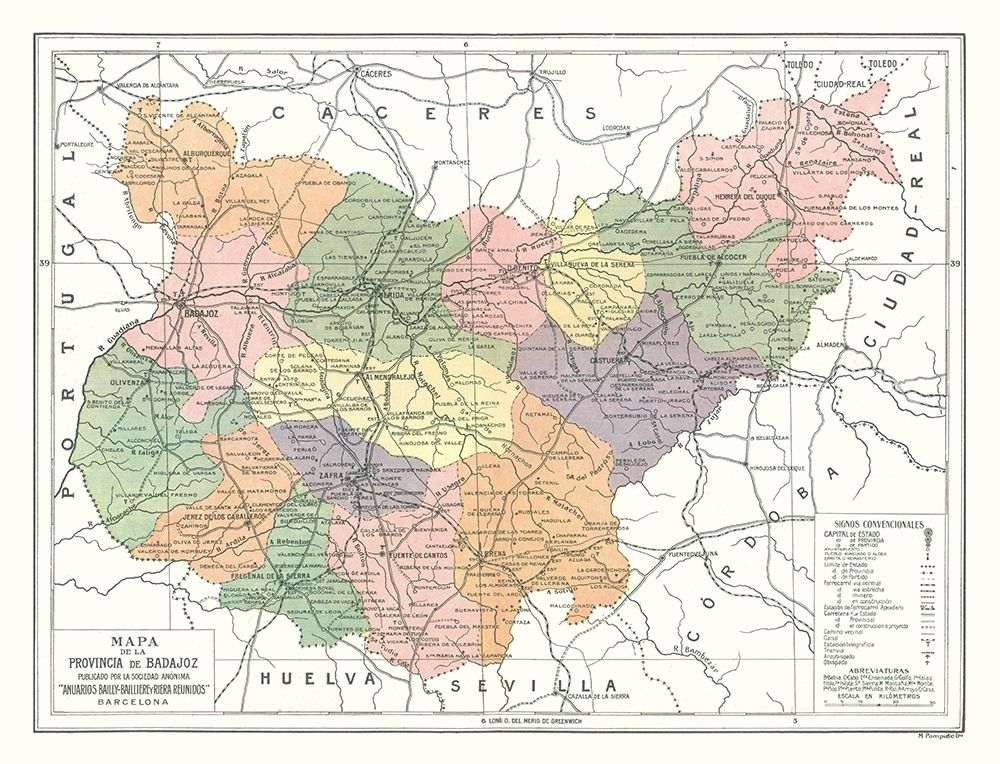 Badajoz Province Spain - Pompido 1913 art print by Pompido for $57.95 CAD