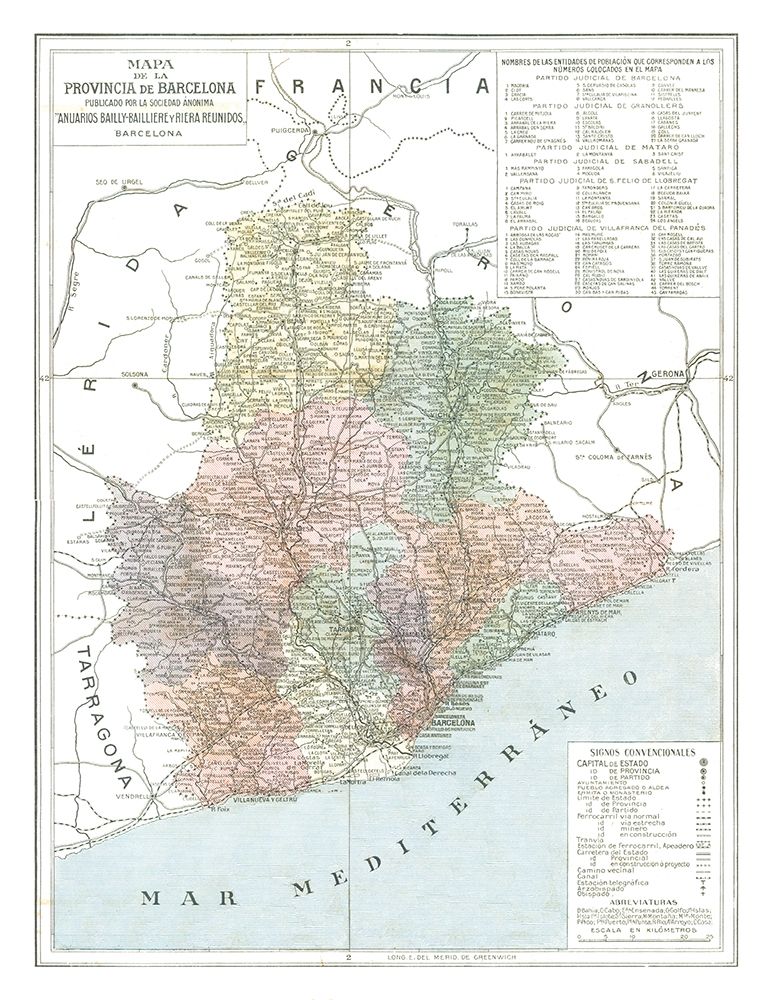 Barcelona Province Spain - Pompido 1913 art print by Pompido for $57.95 CAD