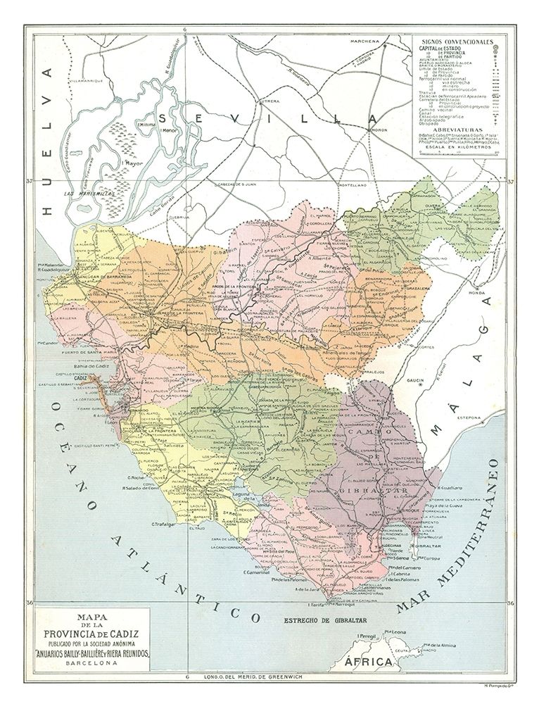 Cadiz Province Spain - Pompido 1913 art print by Pompido for $57.95 CAD