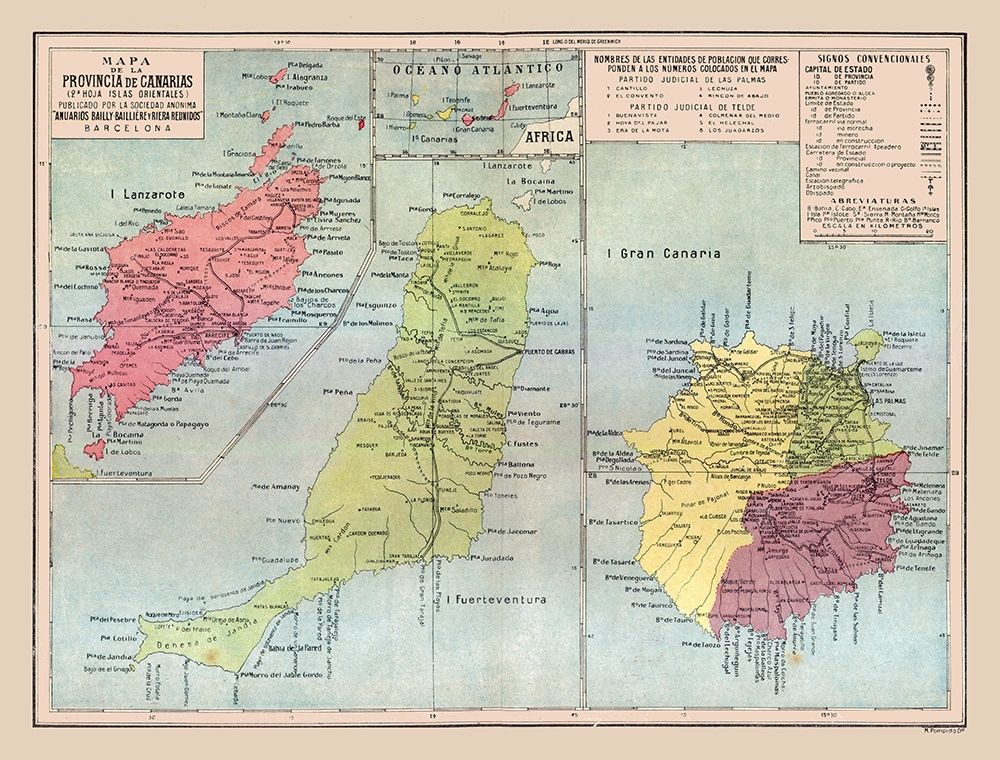 East Canary Islands Spain - Pompido 1913 art print by Pompido for $57.95 CAD
