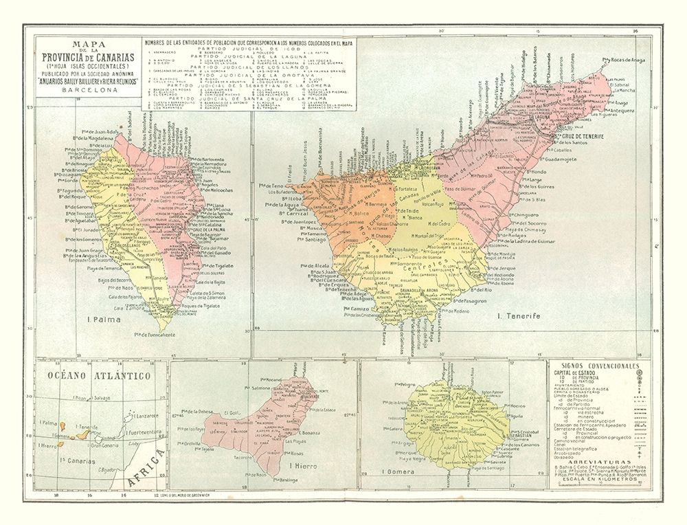 West Canary Islands Spain - Pompido 1913 art print by Pompido for $57.95 CAD