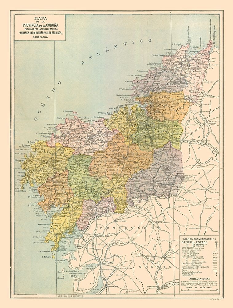A Coruna Province Spain - Pompido 1913 art print by Pompido for $57.95 CAD