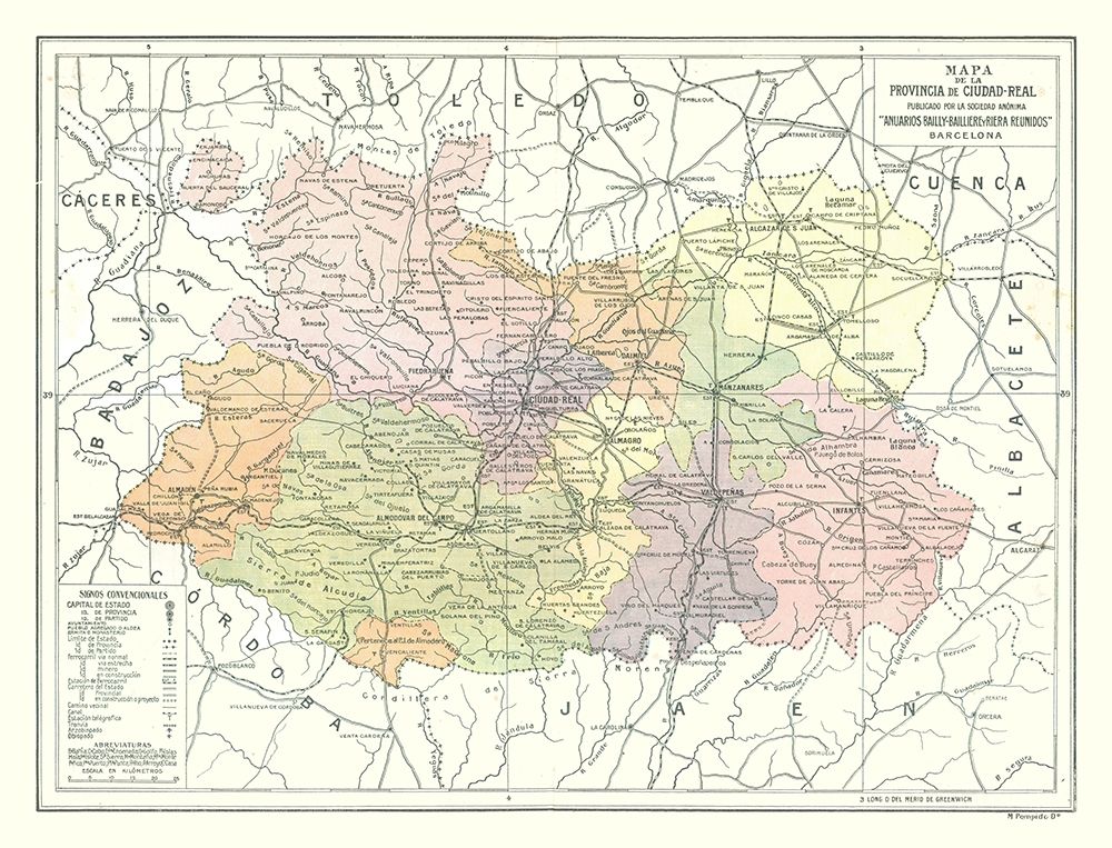 Ciudad Real Province Spain - Pompido 1913 art print by Pompido for $57.95 CAD