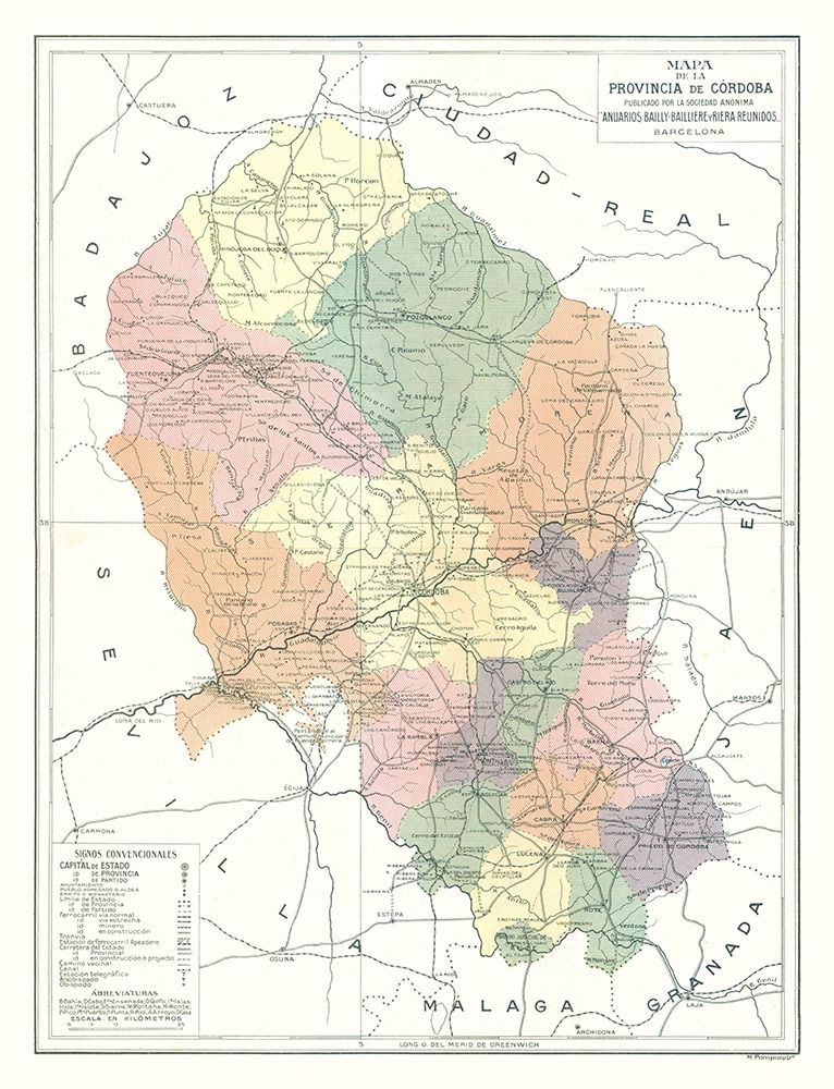 Cordova Province Spain - Pompido 1913 art print by Pompido for $57.95 CAD