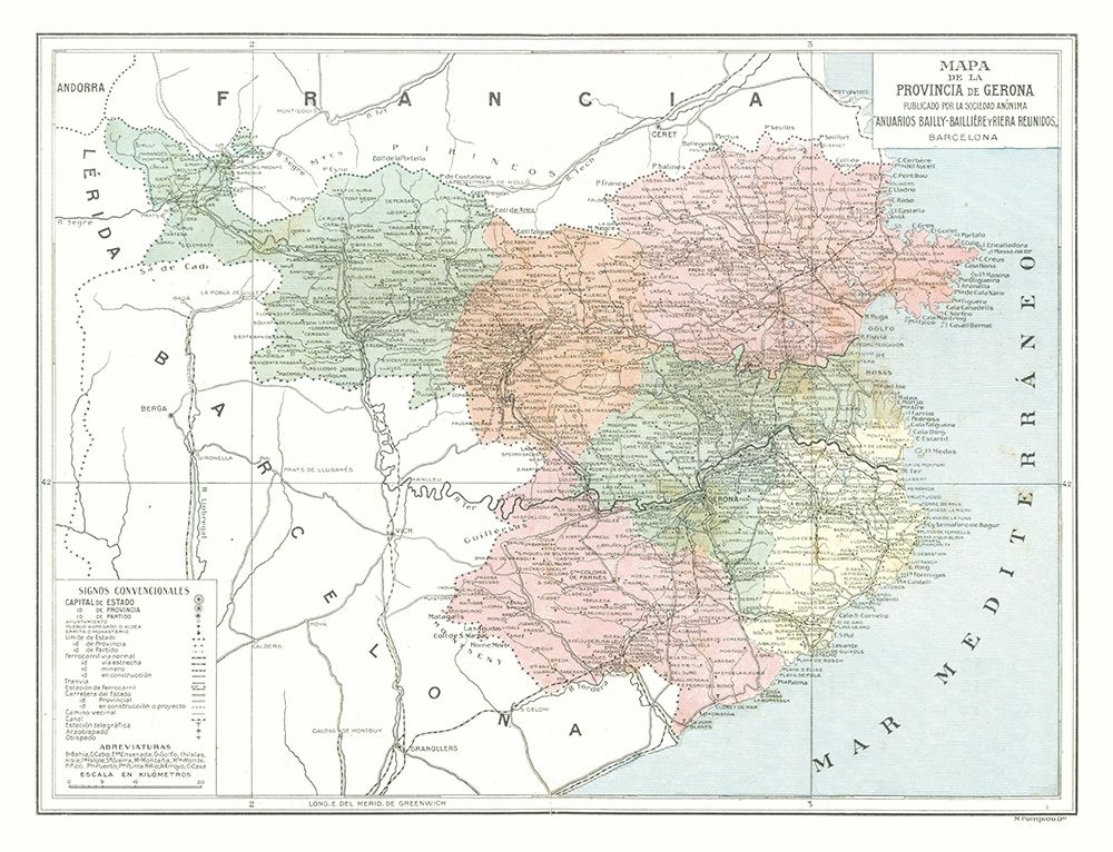 Girona Province Spain - Pompido 1913 art print by Pompido for $57.95 CAD