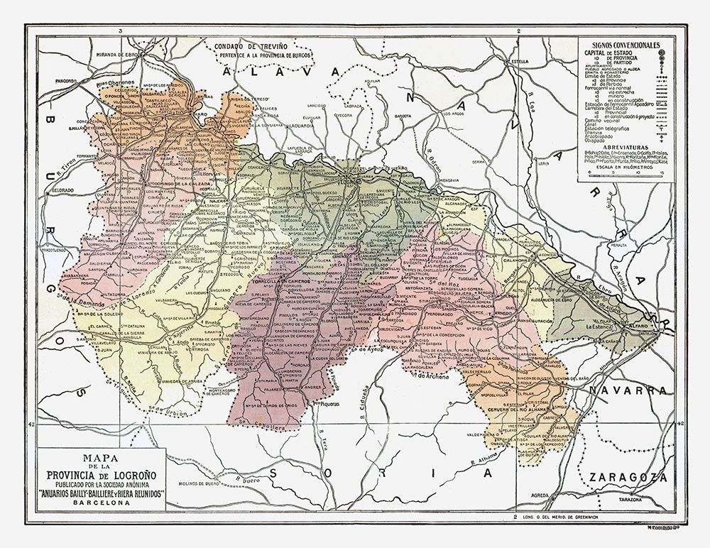 Logrono Province Spain - Pompido 1913 art print by Pompido for $57.95 CAD