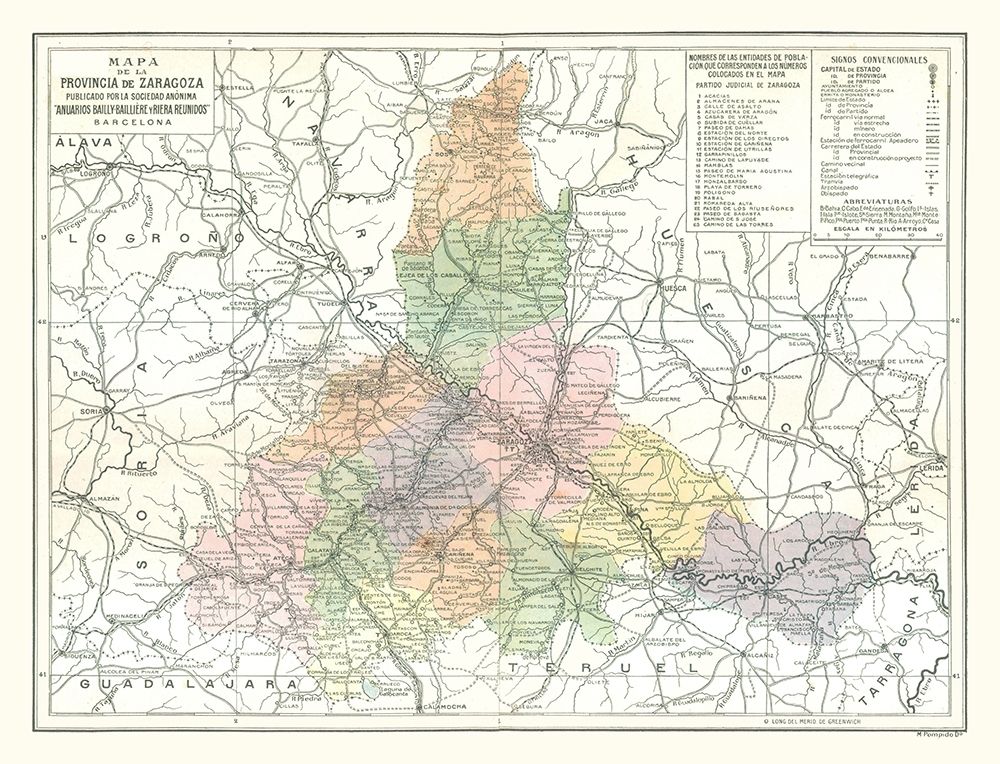 Zaragoza Province Spain - Pompido 1913 art print by Pompido for $57.95 CAD