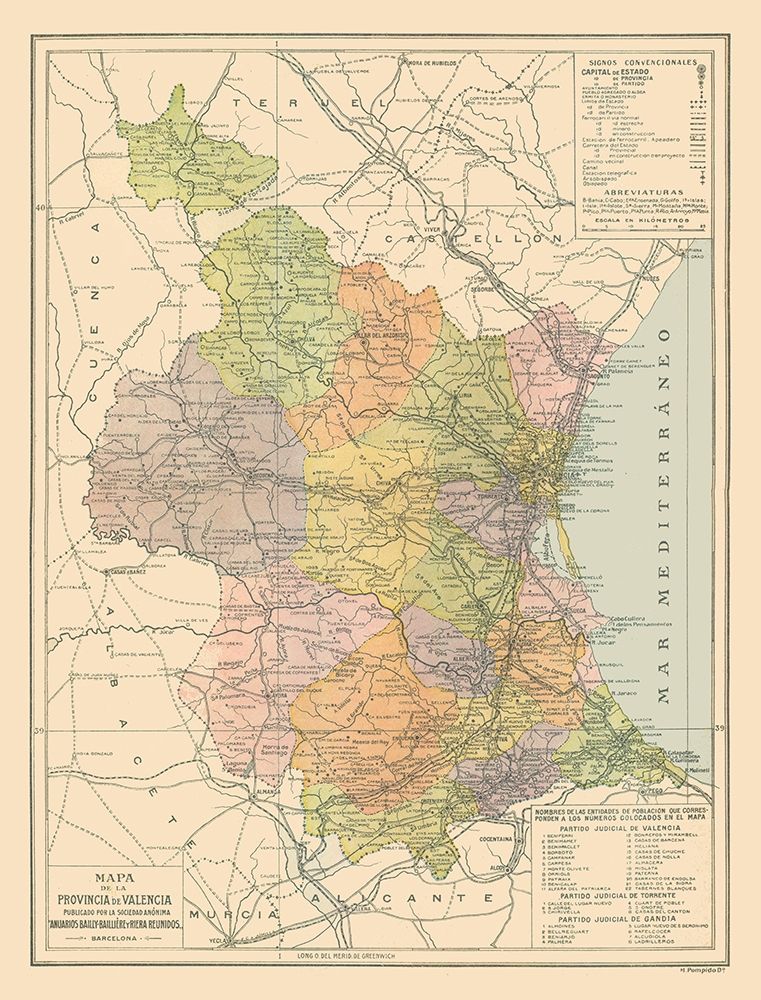 Valencia Province Spain - Pompido 1913 art print by Pompido for $57.95 CAD