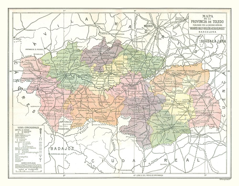 Toledo Province Spain - Pompido 1913 art print by Pompido for $57.95 CAD