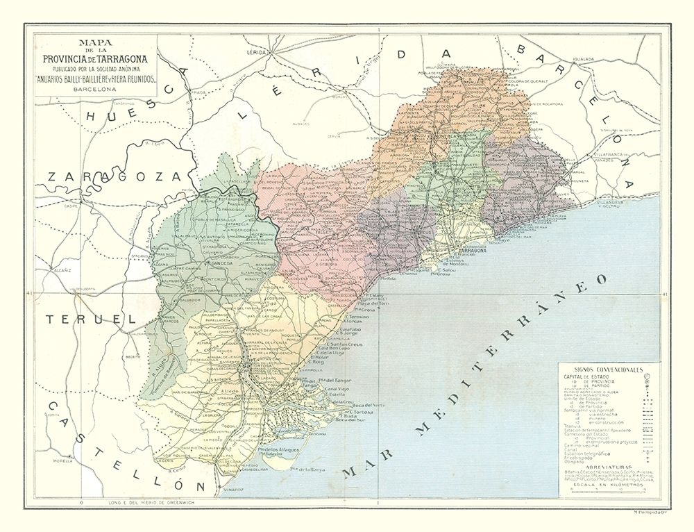 Tarragona Province Spain - Pompido 1913 art print by Pompido for $57.95 CAD