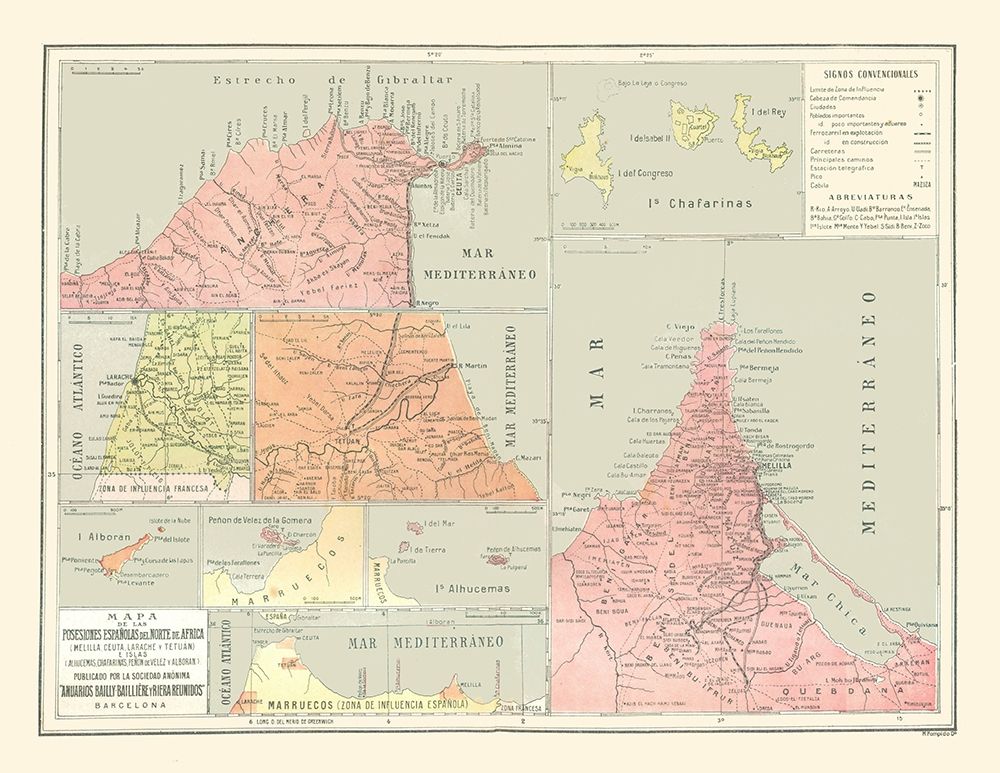 Spanish Possessions in North Africa - Pompido 1913 art print by Pompido for $57.95 CAD
