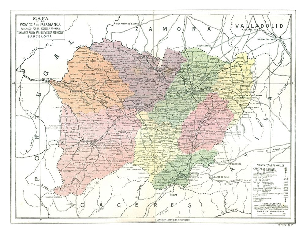 Salamanca Province Spain - Pompido 1913 art print by Pompido for $57.95 CAD