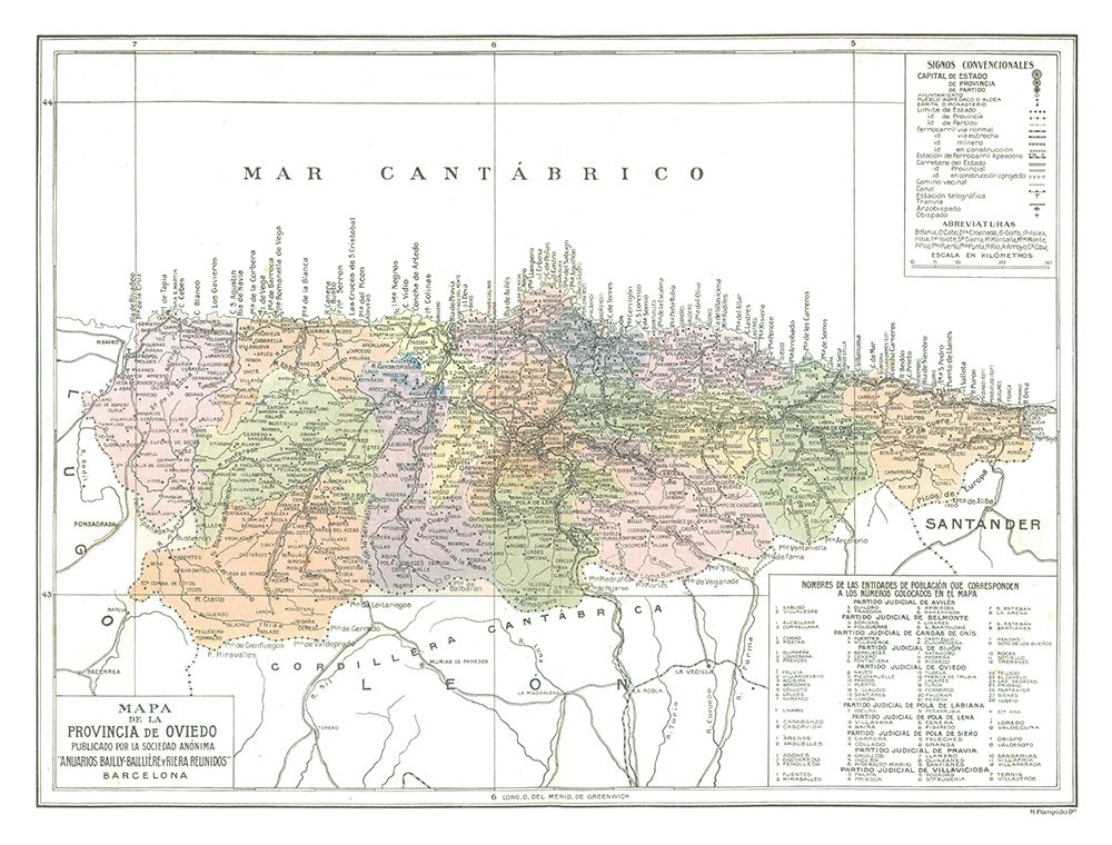 Oviedo Province Spain - Pompido 1913 art print by Pompido for $57.95 CAD