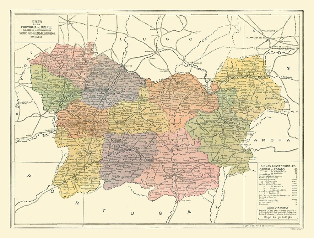 Ourense Province Spain - Pompido 1913 art print by Pompido for $57.95 CAD