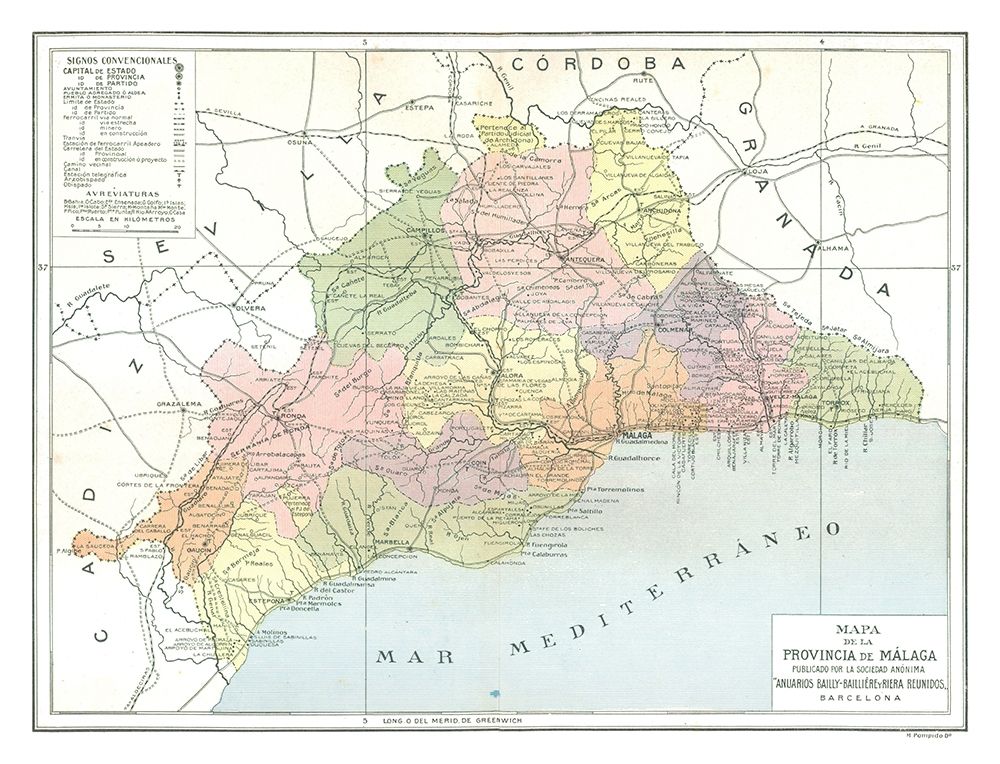 Malaga Province Spain - Pompido 1913 art print by Pompido for $57.95 CAD