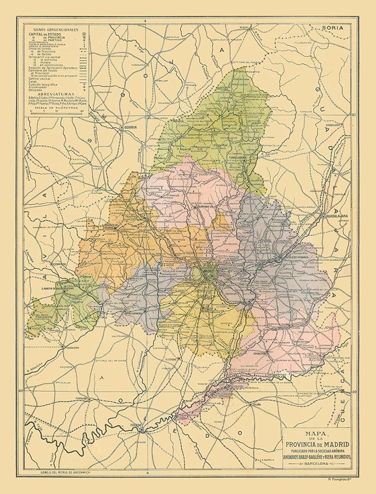 Madrid Province Spain - Pompido 1913 art print by Pompido for $57.95 CAD