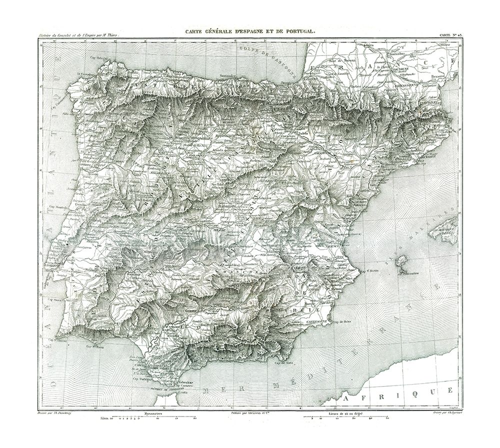 Spain Portugal - Thiers 1866 art print by Thiers for $57.95 CAD