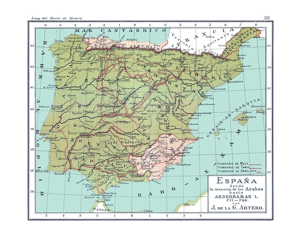 Spain 711 AD to 756 AD - Artero 1879 art print by Artero for $57.95 CAD